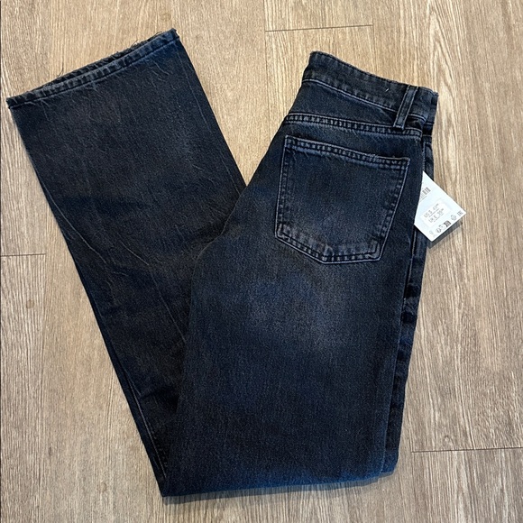 Zara Straight Leg Black Denim Jeans Size 2 NWT - Picture 3 of 4